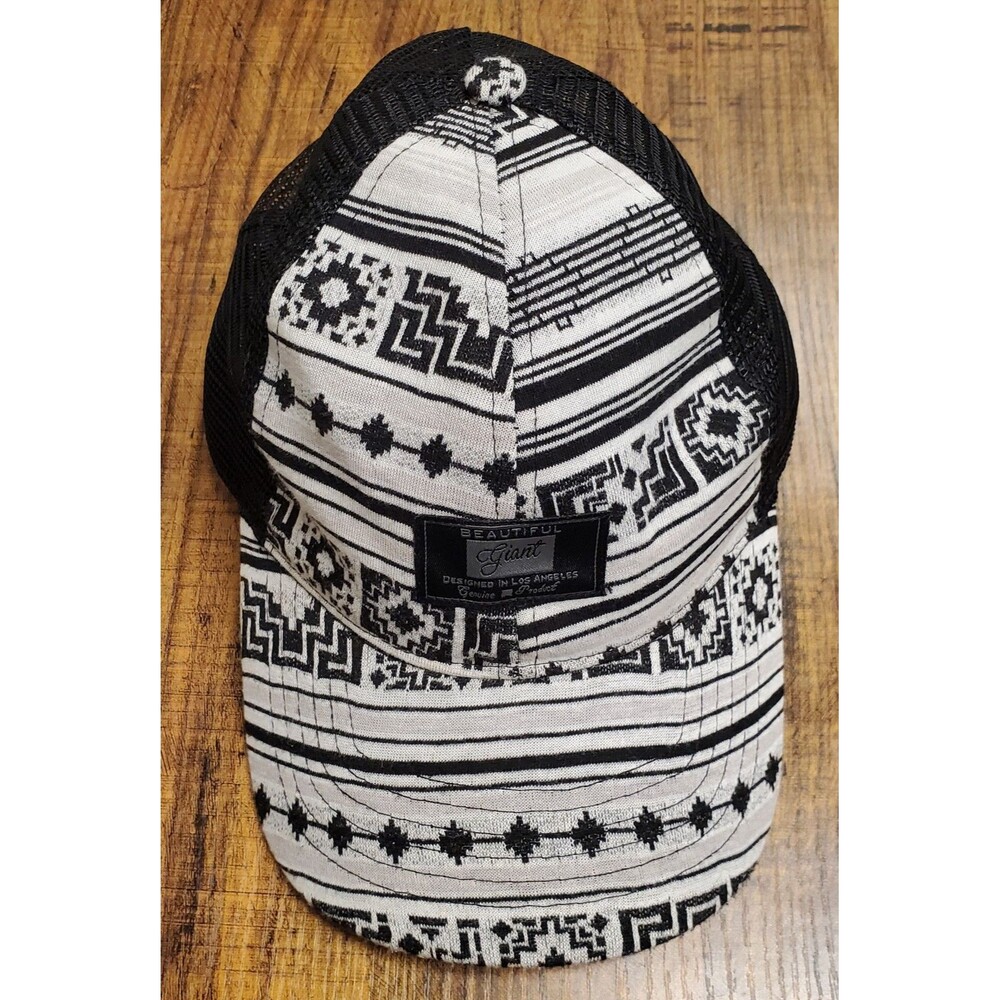 Beautiful Giant Black White Gray Cap Hat Snapback Adjustable Mesh Back Aztec